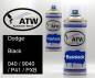 Preview: Dodge, Black, 040 / 9040 / P41 / PXB: 400ml Sprühdose + 400ml Klarlack - Set, von ATW Autoteile West.